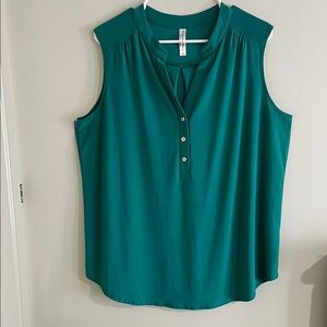 Perseption Teal Sleeveless Blouse